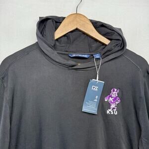 Kanas State University Hoodie Men's large Black Retro Tech Lightweight Logo NEW